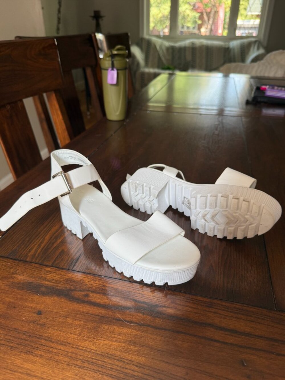 White platform sandals